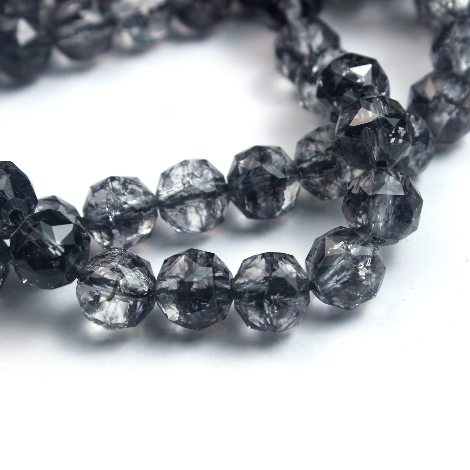 Black Burst Crack Glass Crystal Loose Cut Surface Beads Diy for Making Jewelry Handmade Bracelet Necklace Accessories