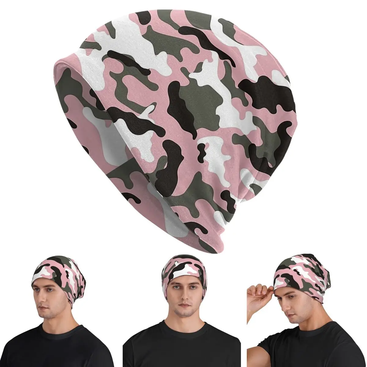 

Розовый военный камуфляжный узор для девочек, текстура, отрядный фон, теплая вязаная шапка, модная шапка-капот, осенне-зимние уличные шапки, шапки