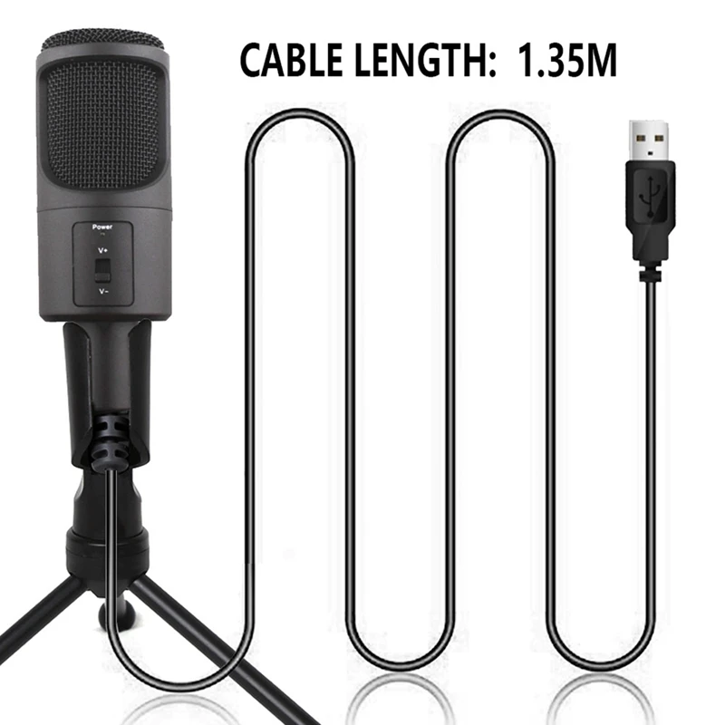 PC USB Microphone, Podcast Condenser Microphone With Foldable Tripod For Streaming, Gaming, Podcasting, Recording,Laptop Durable image 4