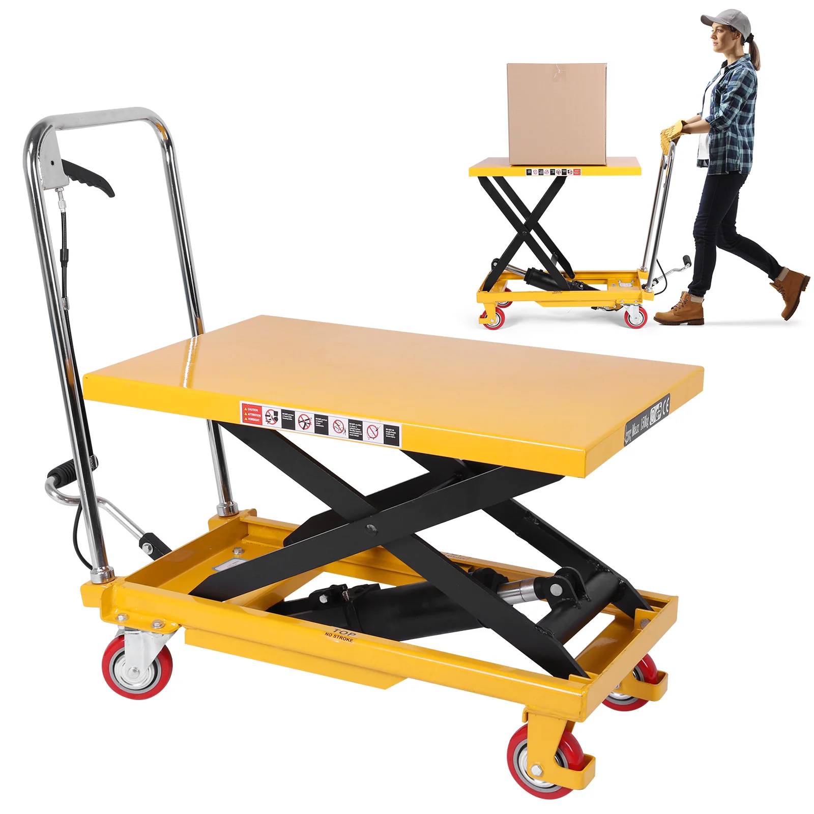 

Lift Table Cart with Lifting Table Manual Single Scissor Lift Hydraulic Lift Trolley for Material Handling and Transportation