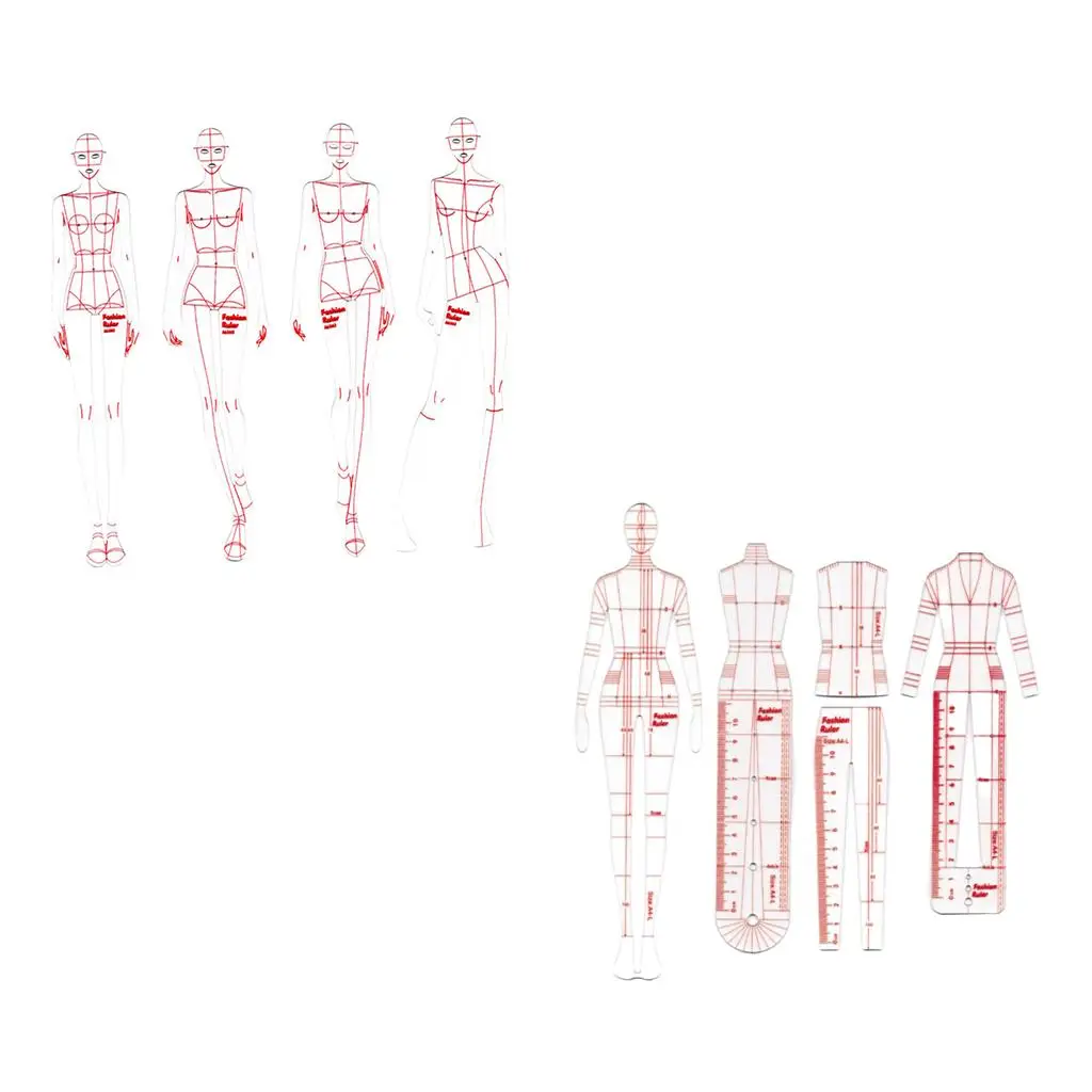 8 Models Fashion Ruler French Curve Template Drafting Dressmaking