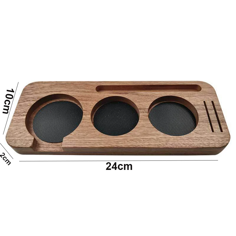 Base soporte prensador y portafiltro en madera nogal para café expreso - imagen 2