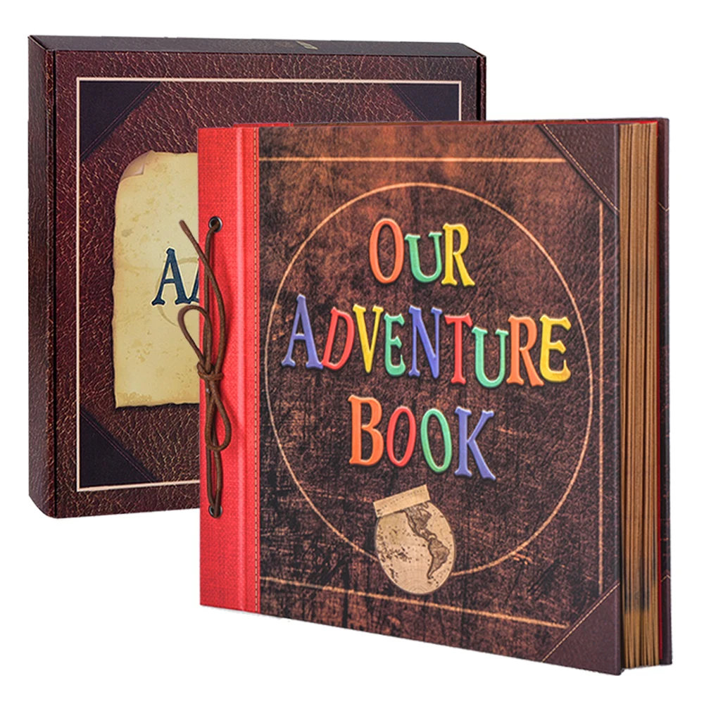 60 Page Our Adventure Book DIY Handmade Photo Album Scrapbook Retro Kraft Album Anniversary Wedding Guest Memory Book Gift Decor