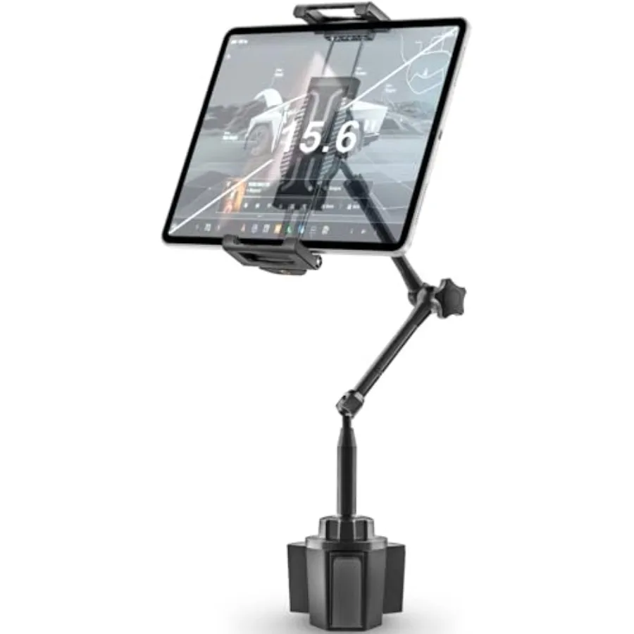 

Tablet Holder for Car Cup Holder [Full Motion Swivel 19.7" Height] Metal Tablet Car Mount for Truck for iPad Pro Air Mini Galax