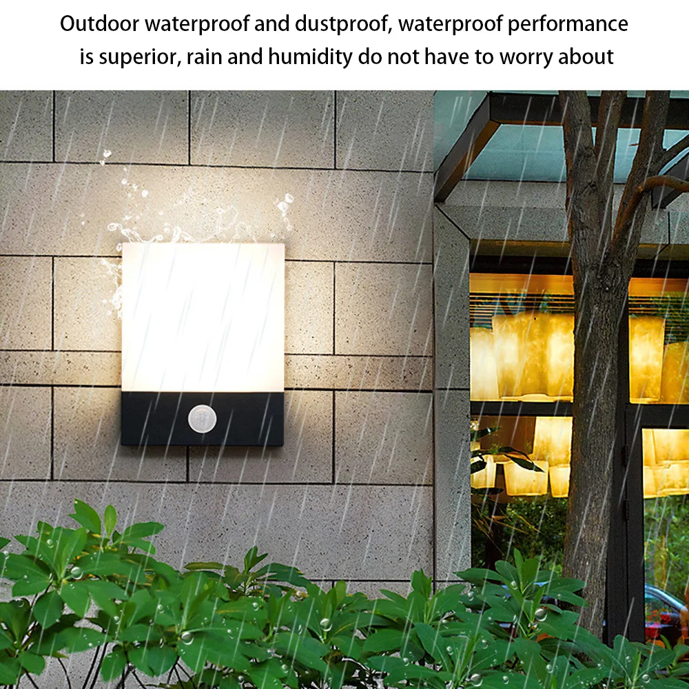 Outdoor Waterproof LED Wall Light Garden Villa Doorway Balcony Body Sensor Light Outdoor Lighting