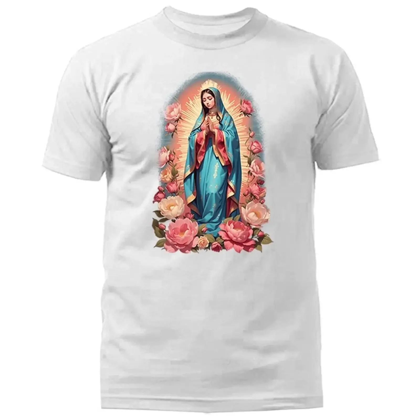 Our Lady Virgin Of Guadalupe Maria Catholic Religious T shirt vintage Washed Casual Soft streetwear Unisex Slightly