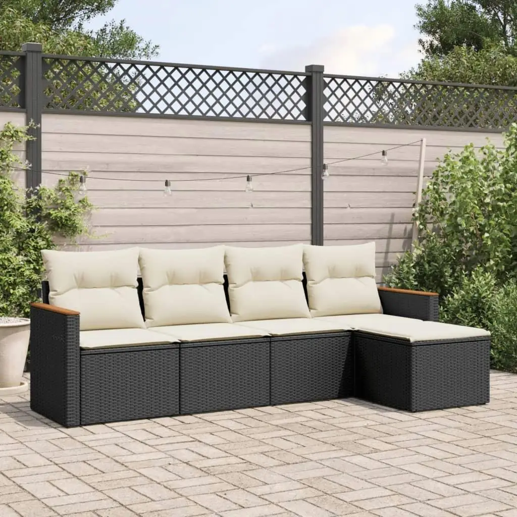 

Large Modular Black Rattan Garden Sofa Set Comfortable Outdoor Furniture Cozy Patio Seating Arrangement