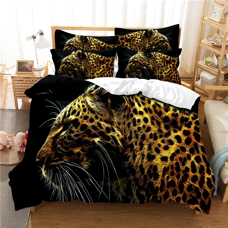 

Double 228x228cm Bedding Set Bedroom King Print Animal Wolf, Tiger,Lion,Rhinoceros Home Textile Teen Boy Girl Duvet Cover Set