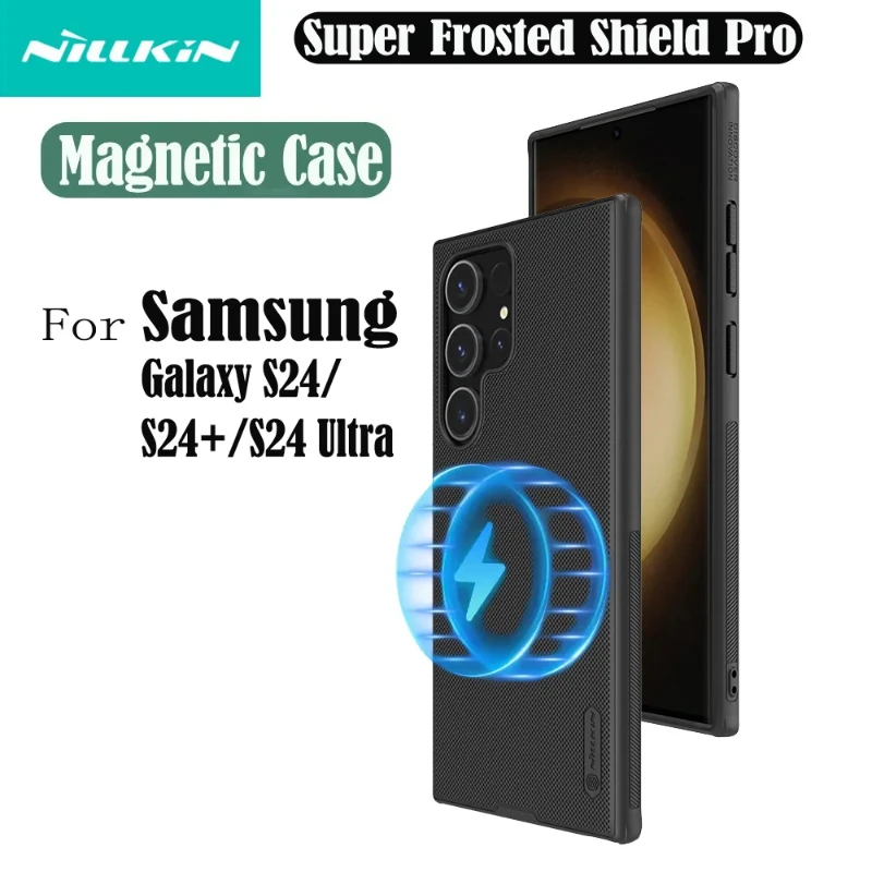 

For Samsung Galaxy S24 Ultra MagSafe Case Nillkin Frosted Shield Magnetic Wireless Charge TPU PC Cover For Samsung S24 S24+ Plus