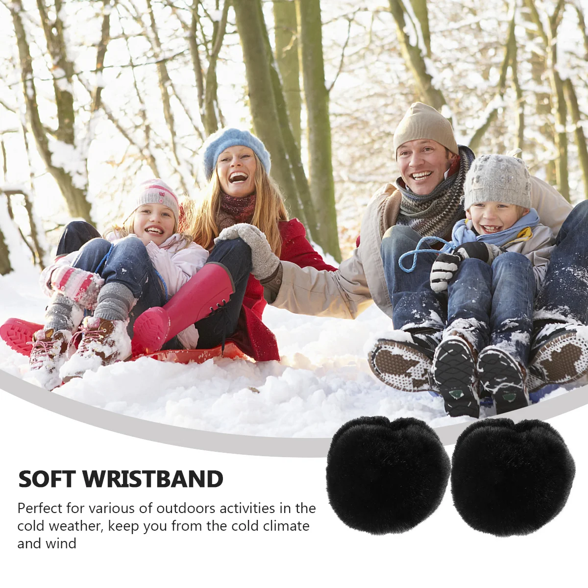 1 زوج فو المعصم الأصفاد تدفئة سميكة الشتاء الذراع اكسسوارات للنساء يندبروف الطقس البارد استخدام مدفئات للذراع فروي المعصم #3