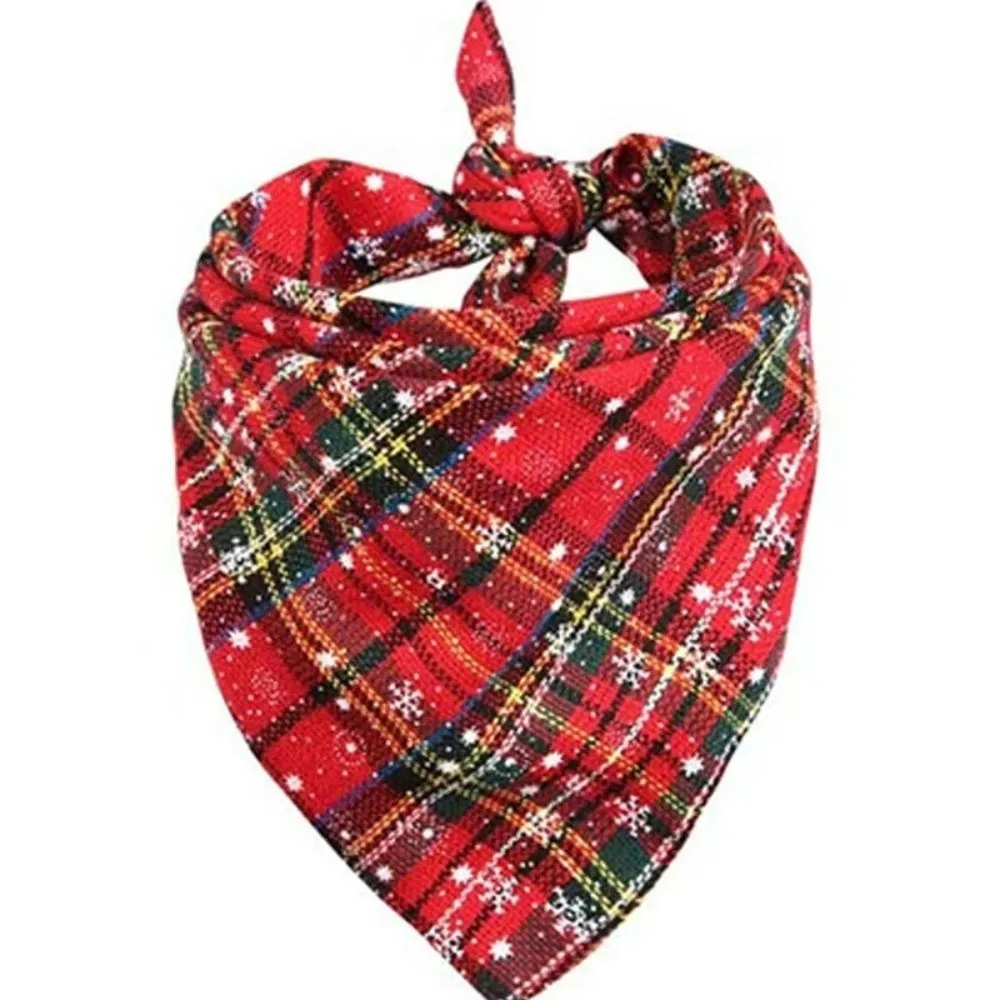 Washable Cotton Dog Bandanas Reversible Design Triangle Bids Large Dog Accessories Buffalo Plaid Large Size Pet Neckerchief