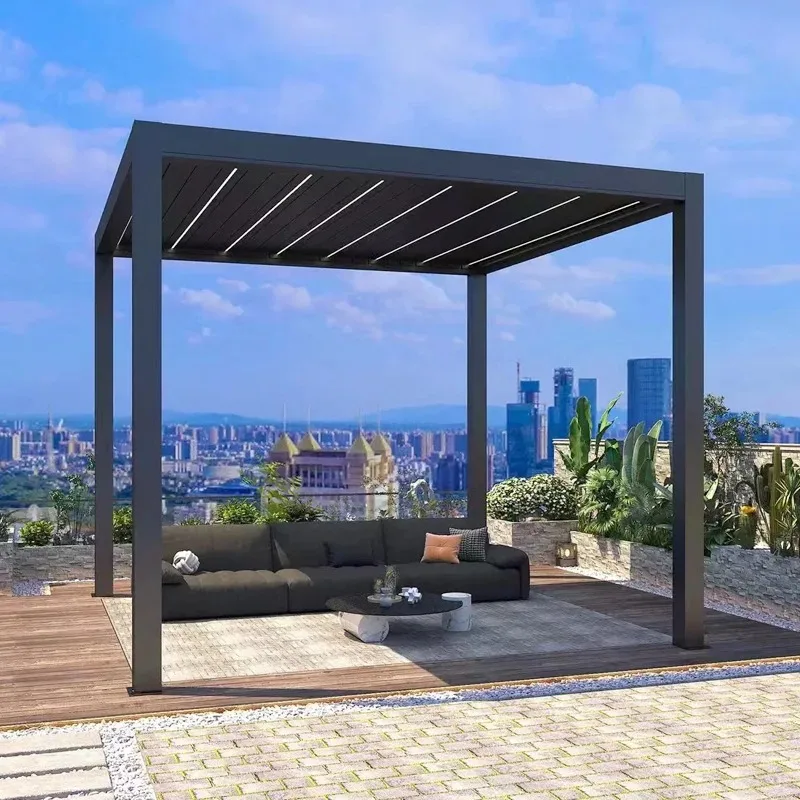 Picture 5: Any Size Custom Bioclimatic Louvered Glass Pavilion Waterproof Corrosion Resist Aluminum Frame Multiscene Villa Park Combo Shed
