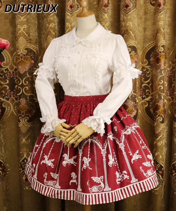 

Original Spring and Summer New Lolita Doll Collar Girl Inner Short-sleeved Shirt Sweet Cute White Slim-fit Versatile Tops