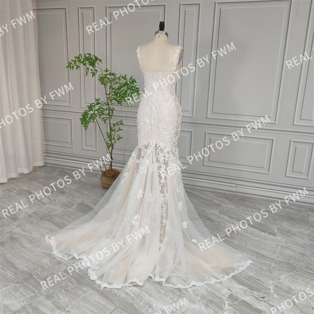 13884 #   Vestido de novia de encaje con cuentas y hombros descubiertos, sirena exquisita personalizada, vestido de novia personalizado con apliques 2024