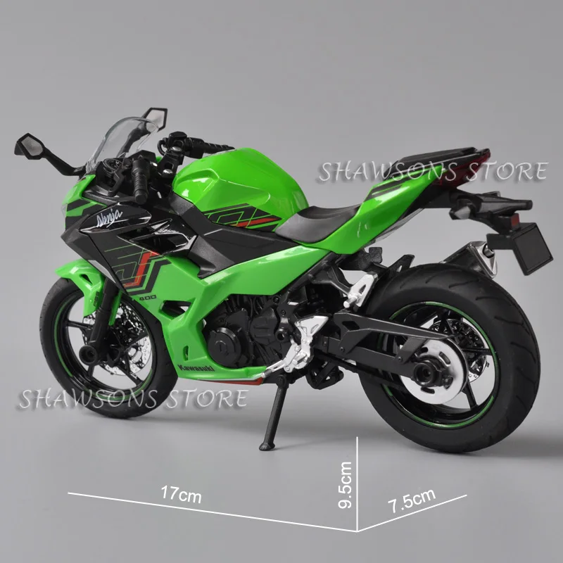 1:12 Scale Diecast Motorcycle Model Toys Kawasaki Ninja 400 Sport Bike Miniature Replica Sound Light