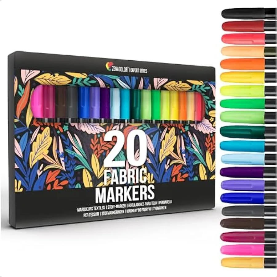 

20 Fabric Markers Pens Set Indelible and Permanent Fabric Paint Fine Point Textile Marker Pen