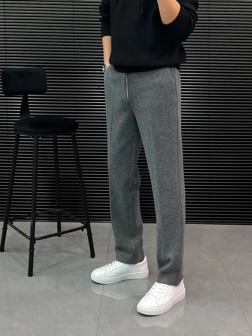 

Autumn Winter Thiened Busin Casual Pants Men's Soft Wool Blend Draped Sle Youthful Vitali Straight Leg Antibacterial