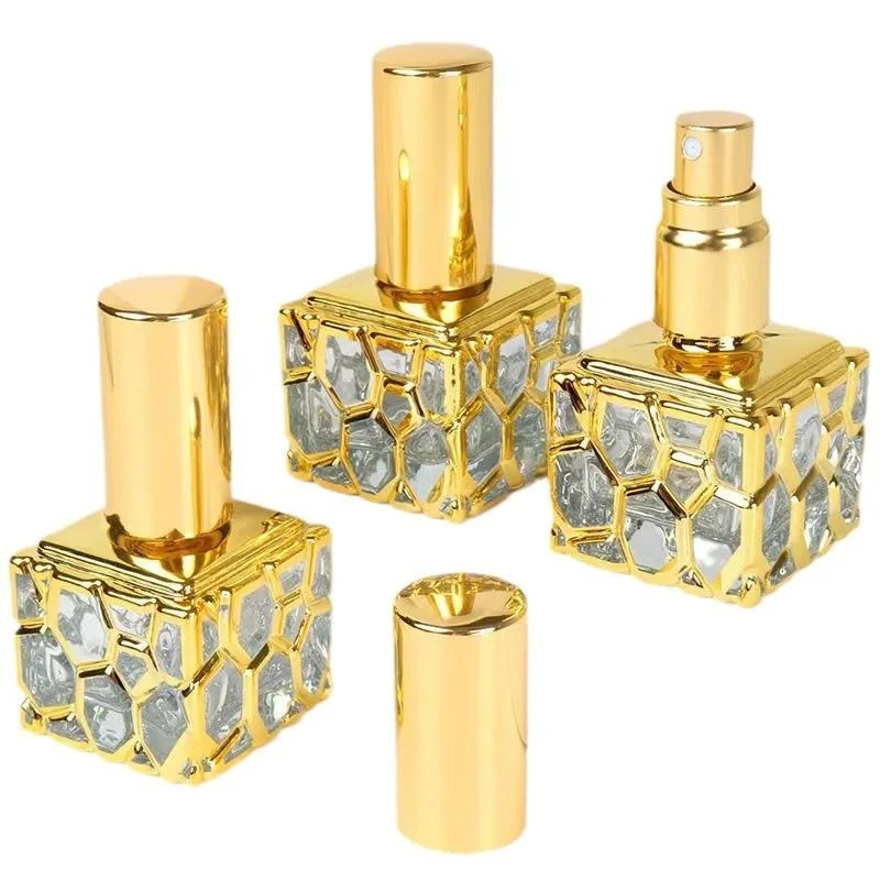 10 ml quadratische Glas-Parfümflasche, Spray-Parfümflaschen, Reise, leerer Parfüm-Probenbehälter