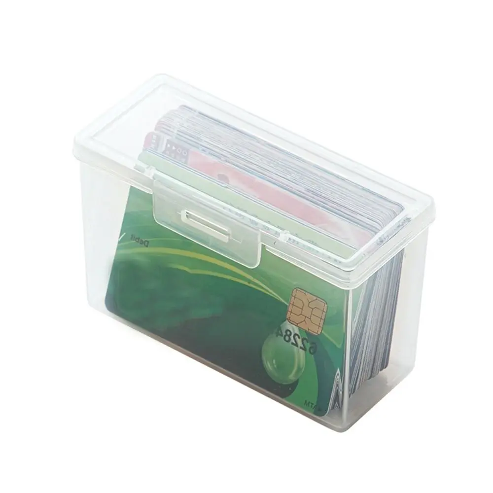 Caja de almacenamiento transparente con tapa, estuche multiusos de plástico, organizador de tarjetas de identificación, contenedor de cosas pequeñas