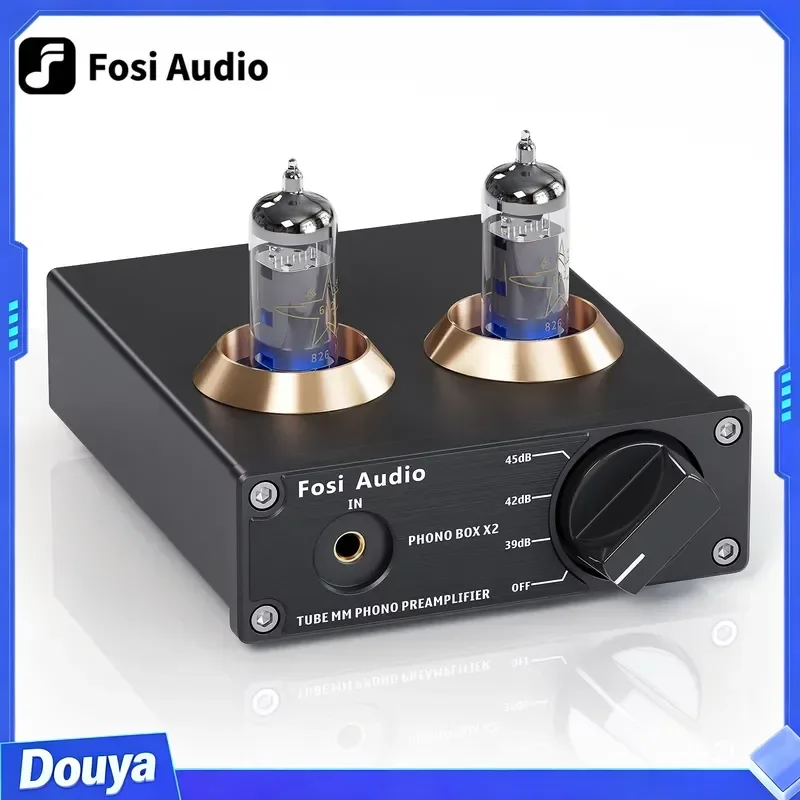 Fosi Audio Phono Preamp for Turntable Phonograph Preamplifier Mini Stereo Audio HiFi Vacuum Tube Amplifier Box X2 for DIY