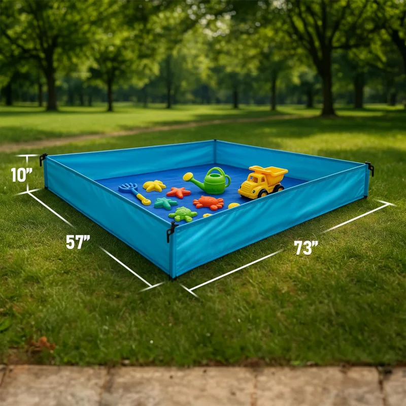 Oversized Beach Playpen Mat With Sand-Blocking Walls 73x57
