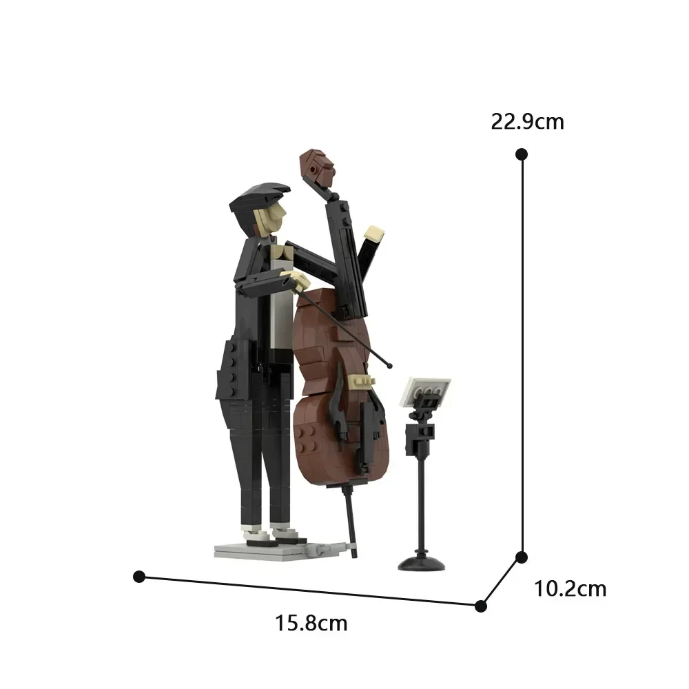 Kreative Jazzband-Geigenszenen mit Violin, Cello, Trompete, Saxophon, Musikanten, Bausteine, MOC, Kinderspielzeug, Geburtstagsgeschenk – Detail 7
