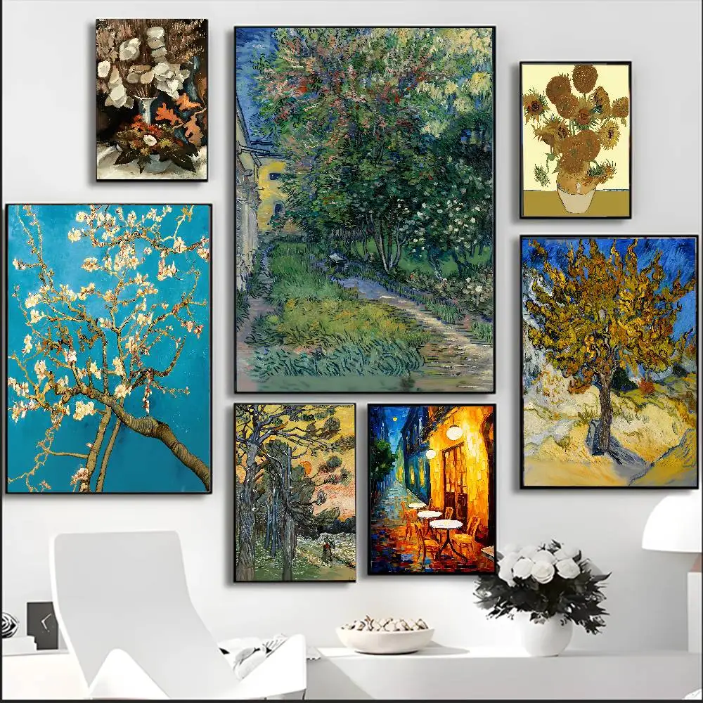 Vincent van Gogh Paintings HD Print Almond Blossoms The Starry Night Sunflowers Poster Abstract Canvas Painting Wall Art Decor