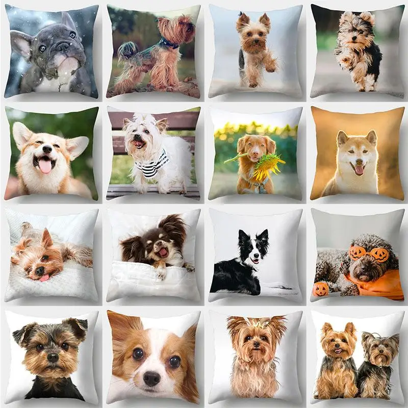 1 Piece Dog Pattern Cushion Cover Sofa Home Decor Car Office Supplies Outdoor Pillow