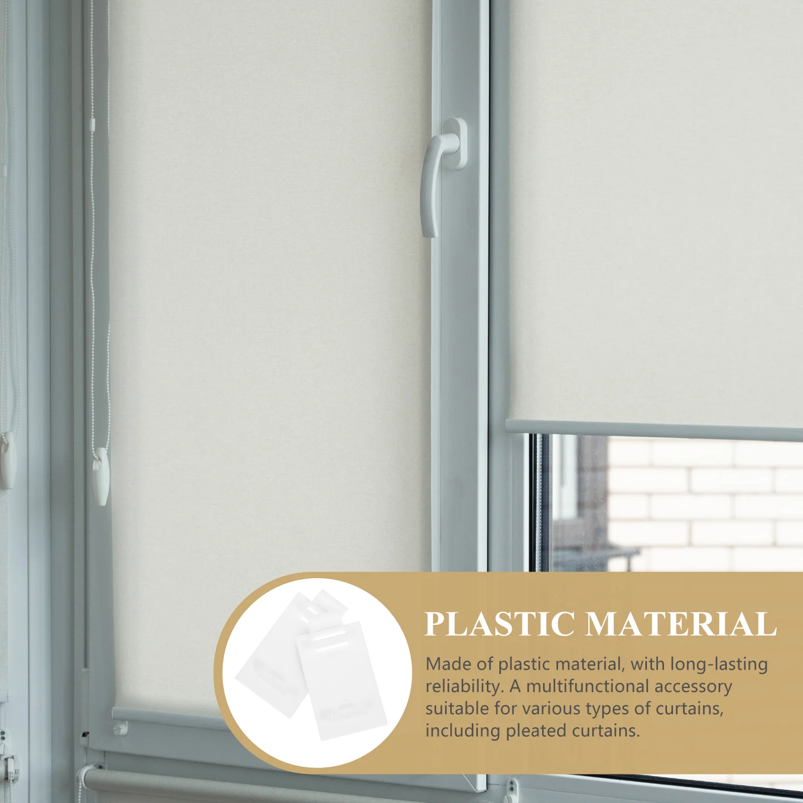 

2Sets Roller Blind Fittings Plastic Brackets Punch Free No Drill Installation Secure Adhesive Hooks for Pleated