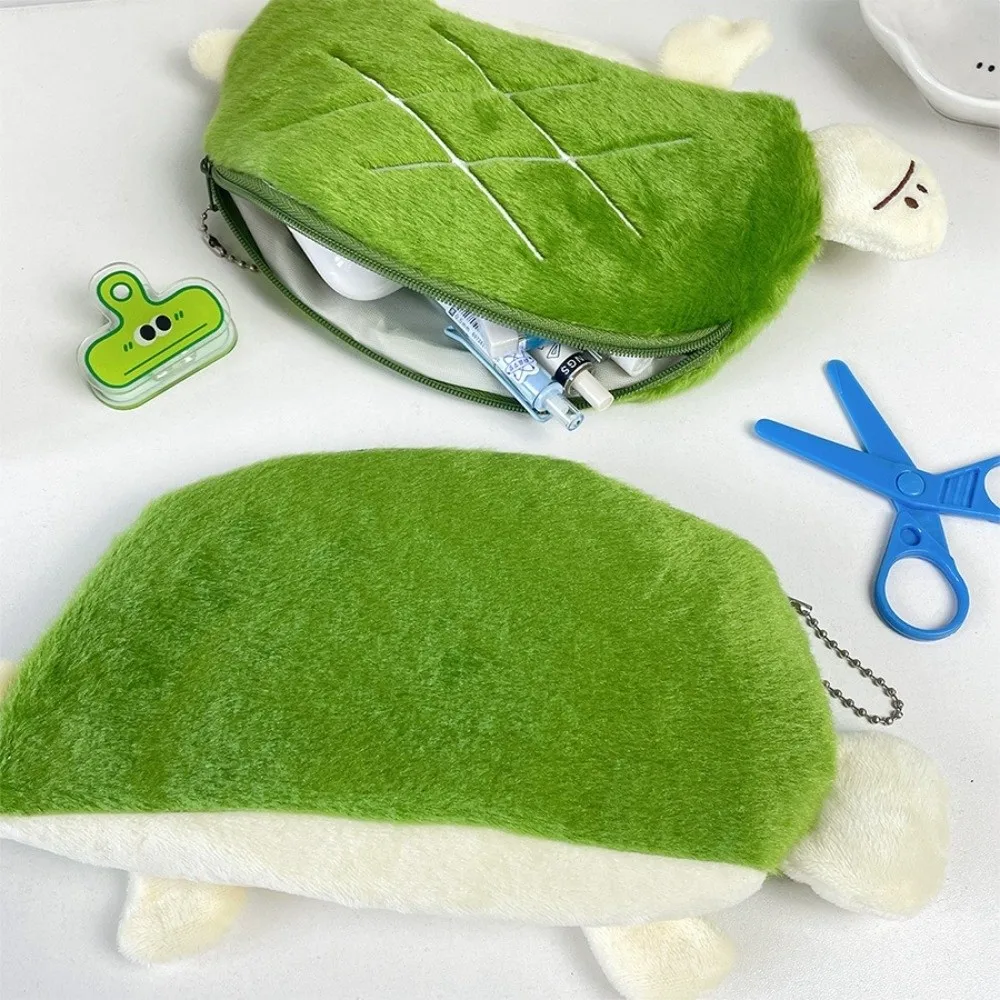 Cute Zipper Closure Turtle Pencil Pouch Cartoon Portable Lipstick Earphone Bag Large Capacity Funny Turtle Case Travel