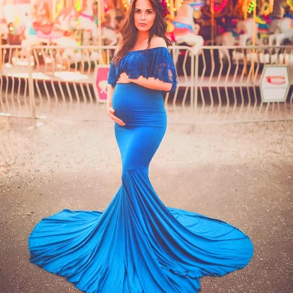 

Maternity dress front slit lace stretch cotton Christmas maternity dress fancy photo photography props clothes