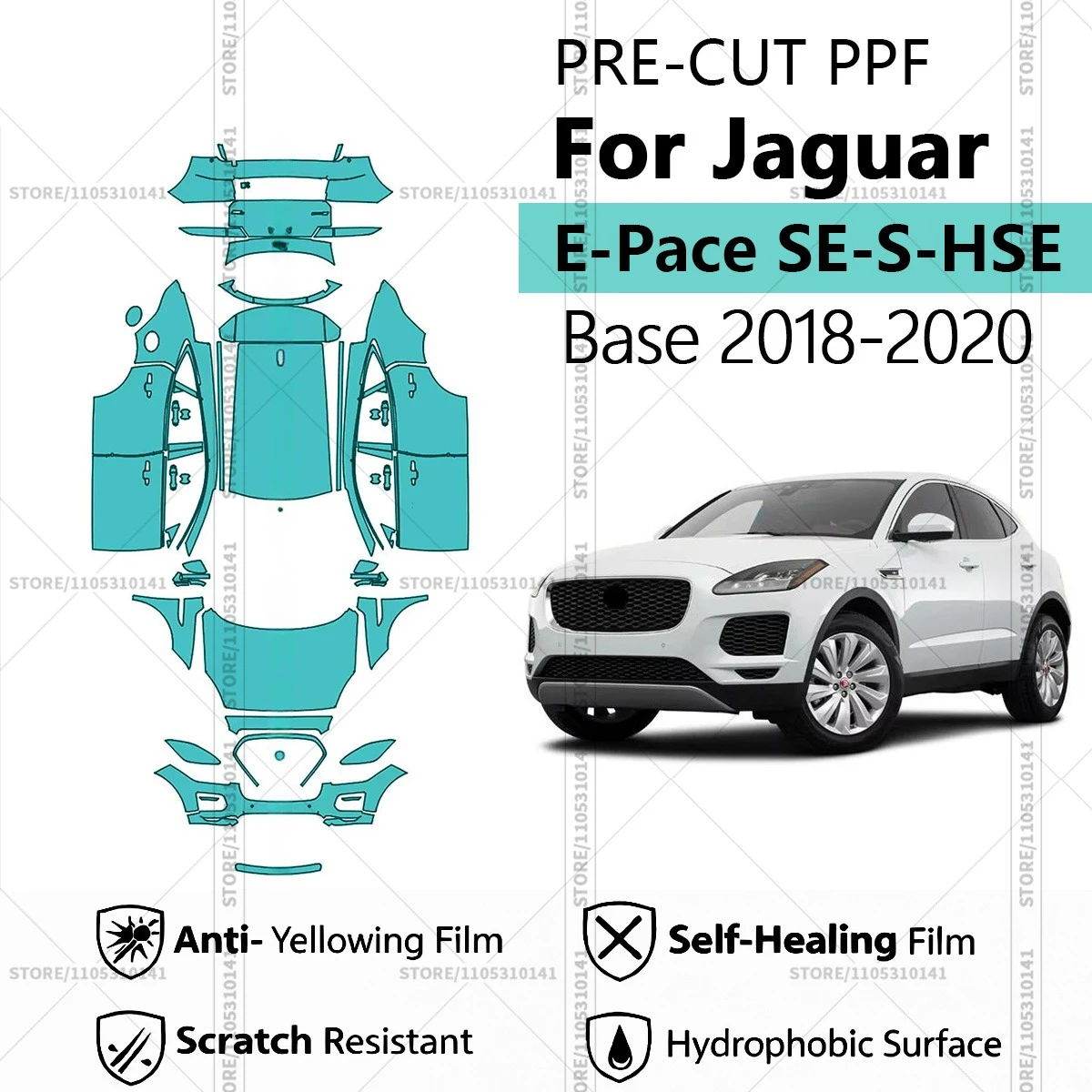 

For Jaguar E-Pace SE-S-HSE-Base 2018-2020 Pre-Cut Paint Protection Film PPF Transparent Car Film Automotive PPF Full Vehicle