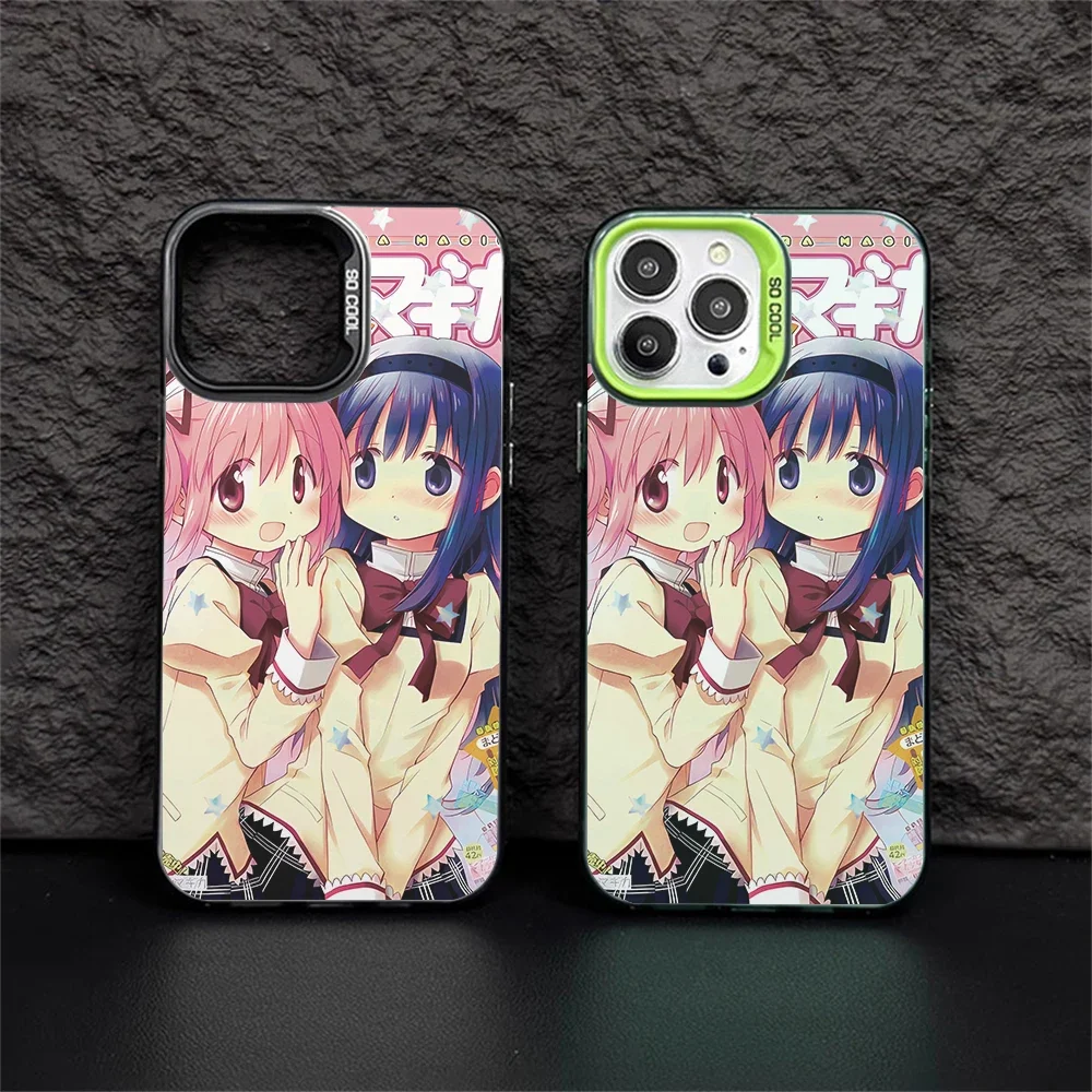 Hot Japanese Anime Madoka Magica Cute Girl For iPhone Case 16 15 14 13 12 11 Pro XR XS Max 7 8 Plus Phone Shockproof Y2K Cover