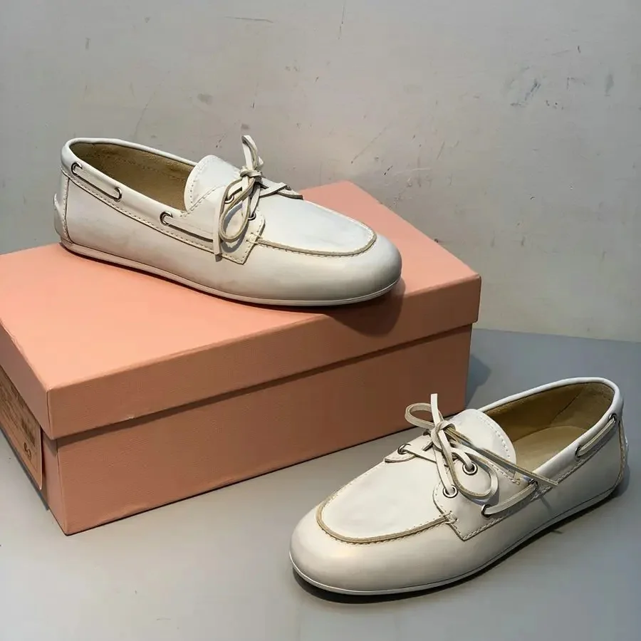 Vintage Distressed Fashion Casual Shoes Women's Flat Heel Loafers With Sheepskin Sole Rubber Outsole Summer Footwear For Adults