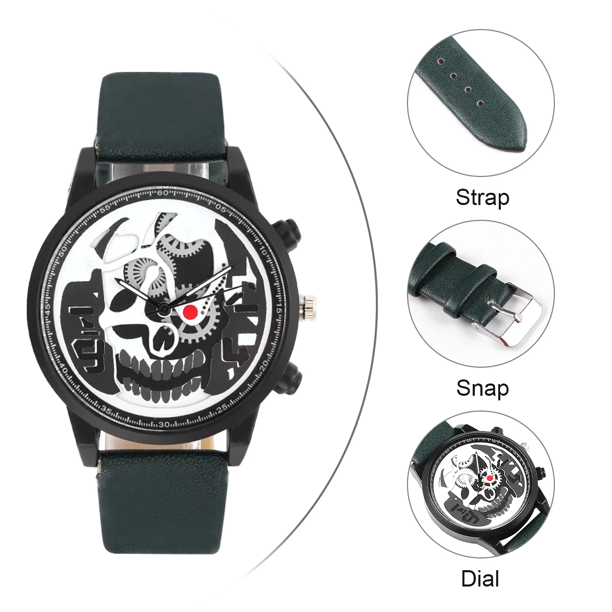 

Quartz Wristwatch Women Unisex Adults Fashion Skull Pattern Casual Watches Durable Strap Anti Scratch Suitable Occasions