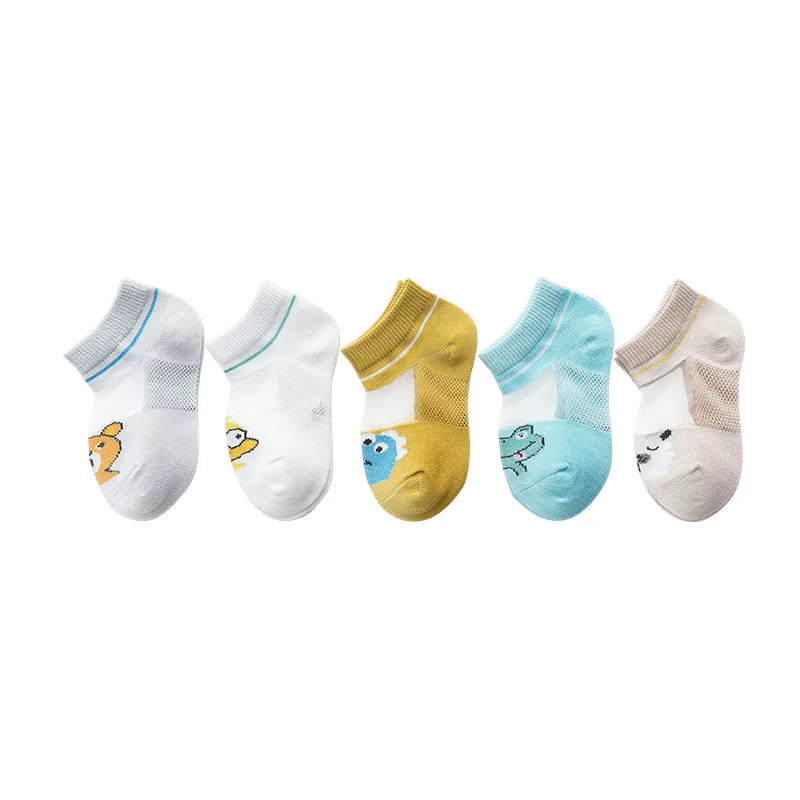 5 Pair Lot Baby Socks Summer Thin Pure Mesh Boy Girl Boat Socks Spring and Summer Children Kids Socks