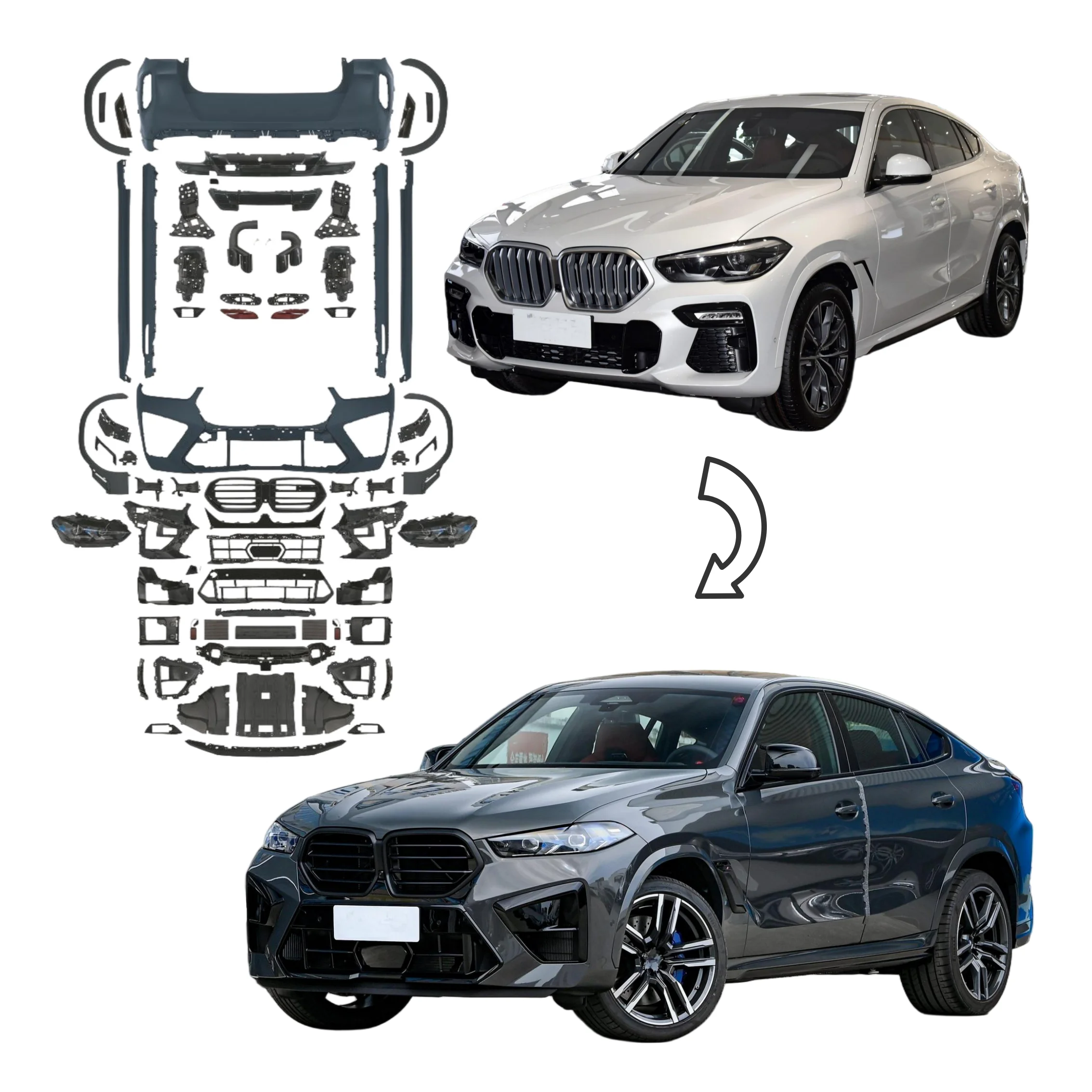 

Upgrade Modification KitHigh Quality Bodykit For BMWS X6 G06 2020-2022 Upgrade To G06 LCI 2023+ X6M Accessories Bumper Hood Head