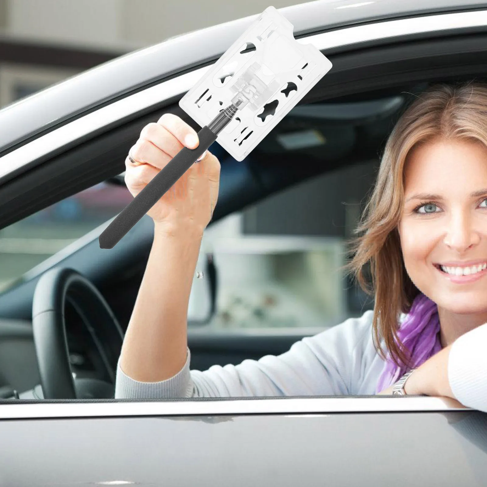 

Telescopic Parking Card Holder Rod Transparent Extendable Swiping Aid Toll Pass Tool Vehicle Lot Helper Car Payment Plastic