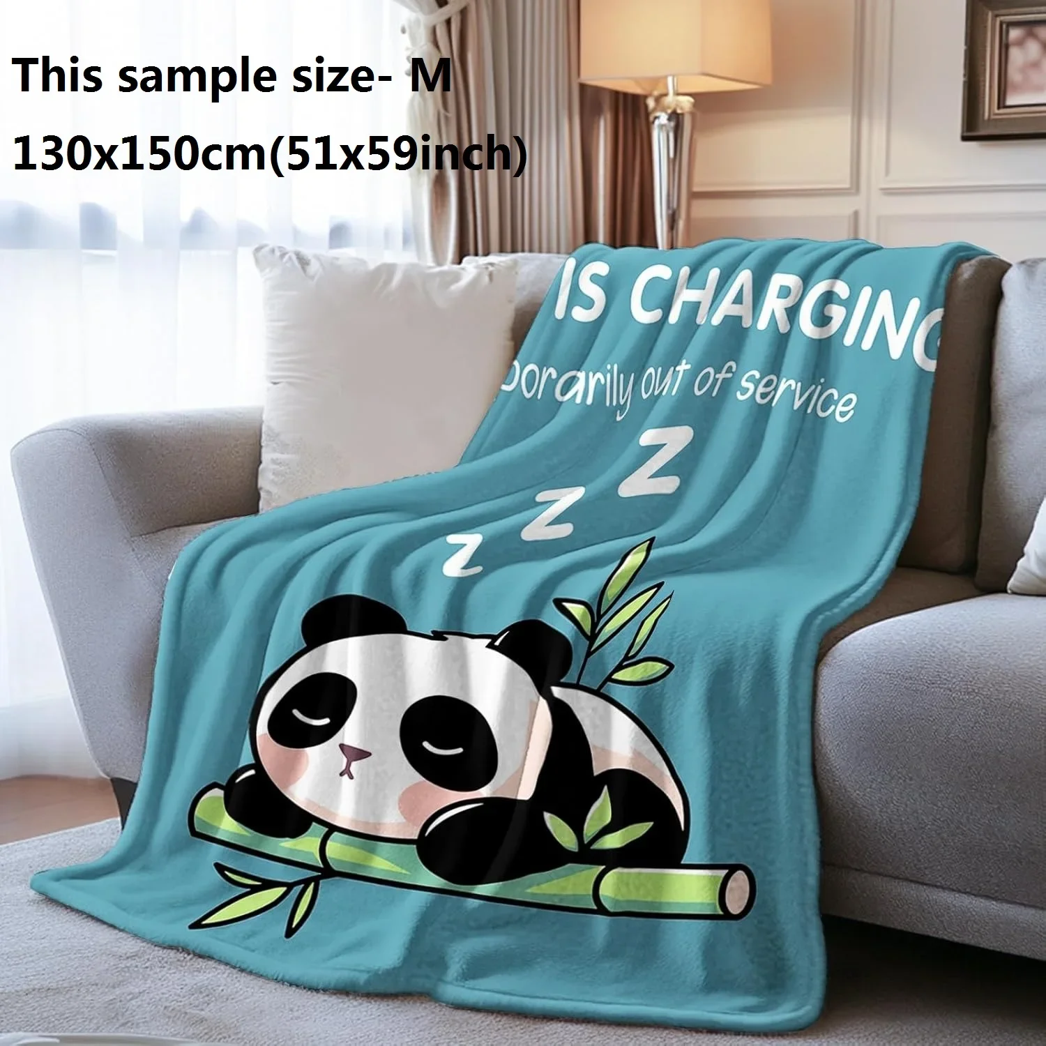 Mom Is Charging Sleeping Panda Cute Nursery Decor Gift Blanket Sign for New Mom Baby Shower Keepsake