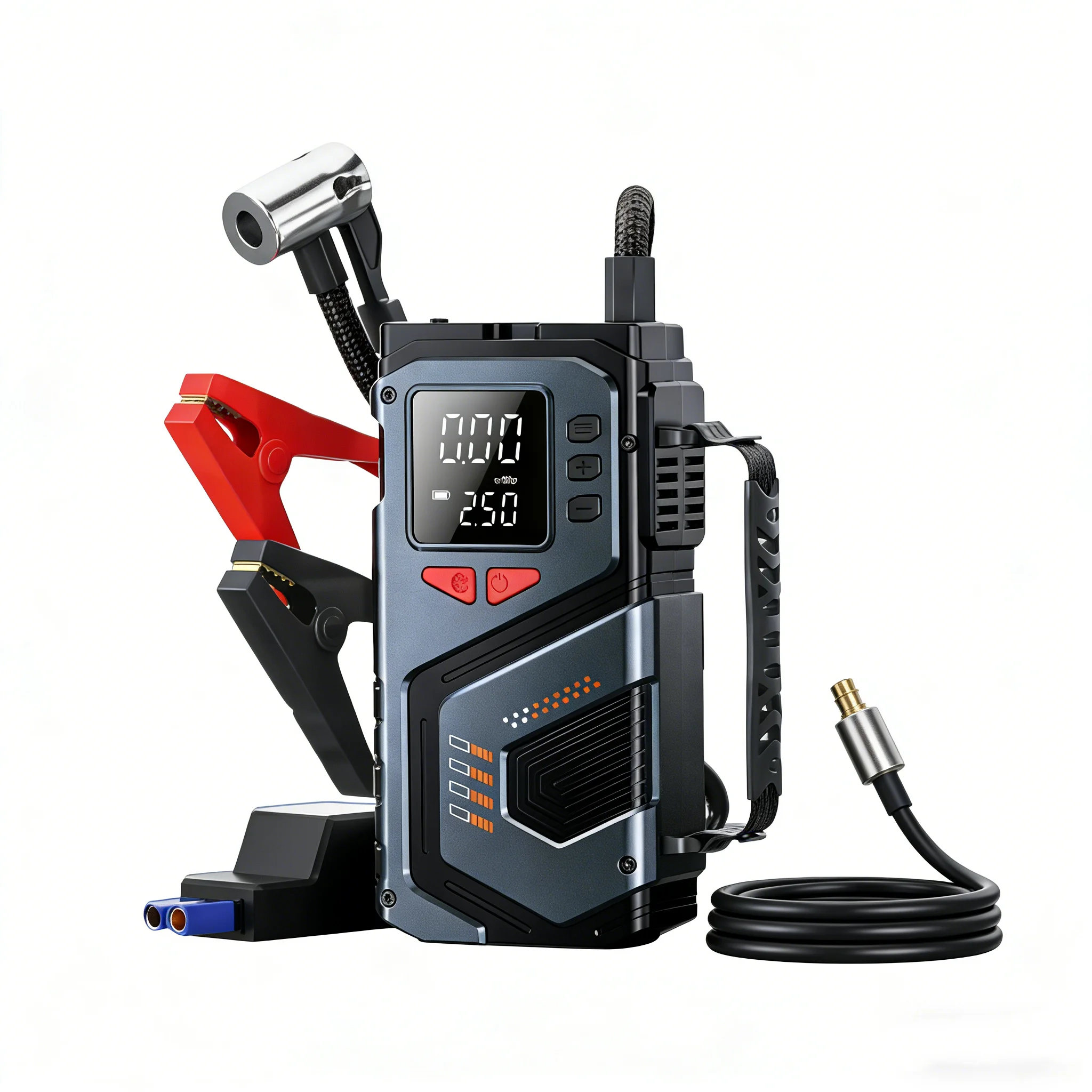 

Portable Jump Starter Air Compressor 12V Car Tires Inflator with LED Light And Pressure Gauge for Petrol Diesel Cars 150 PSI