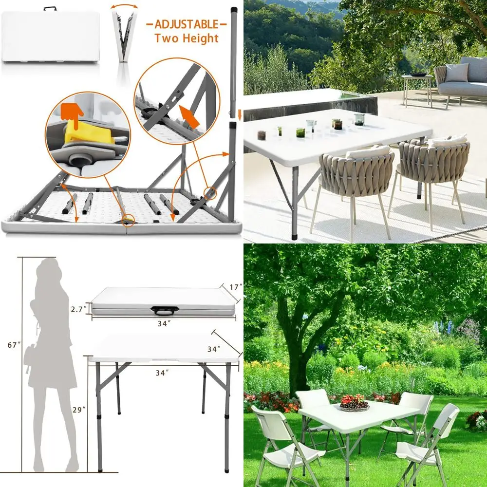 

Portable Plastic Square Folding Table for Puzzles, Crafting, and Outdoor Activities