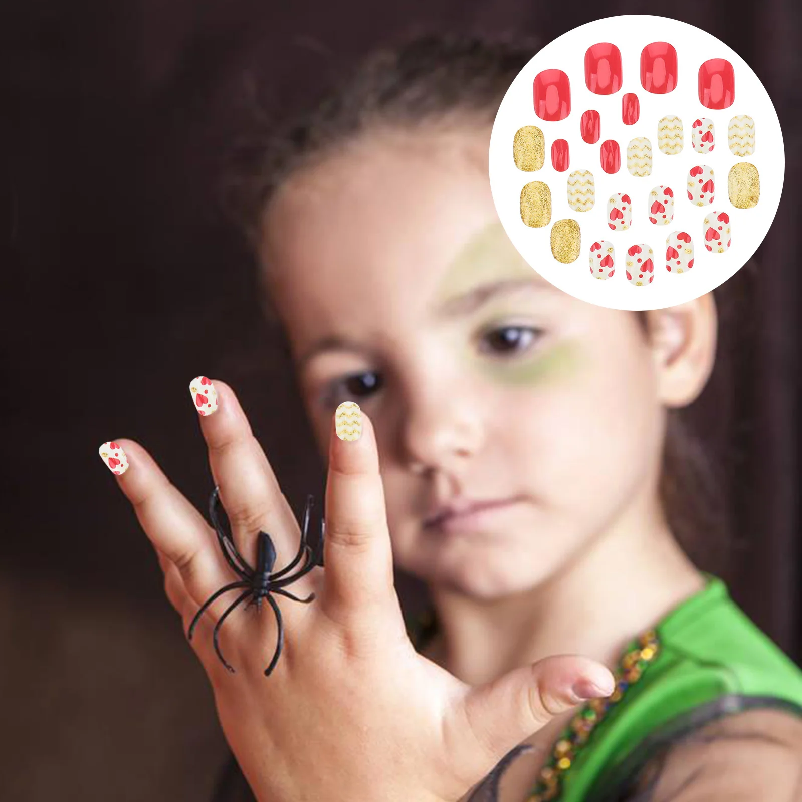 

24pcs 1 Pack Kids False Nail Tips Cartoon Design Diy Full Cover Artificial Nails For Children Party Gift Fake Nail Tips For Kids