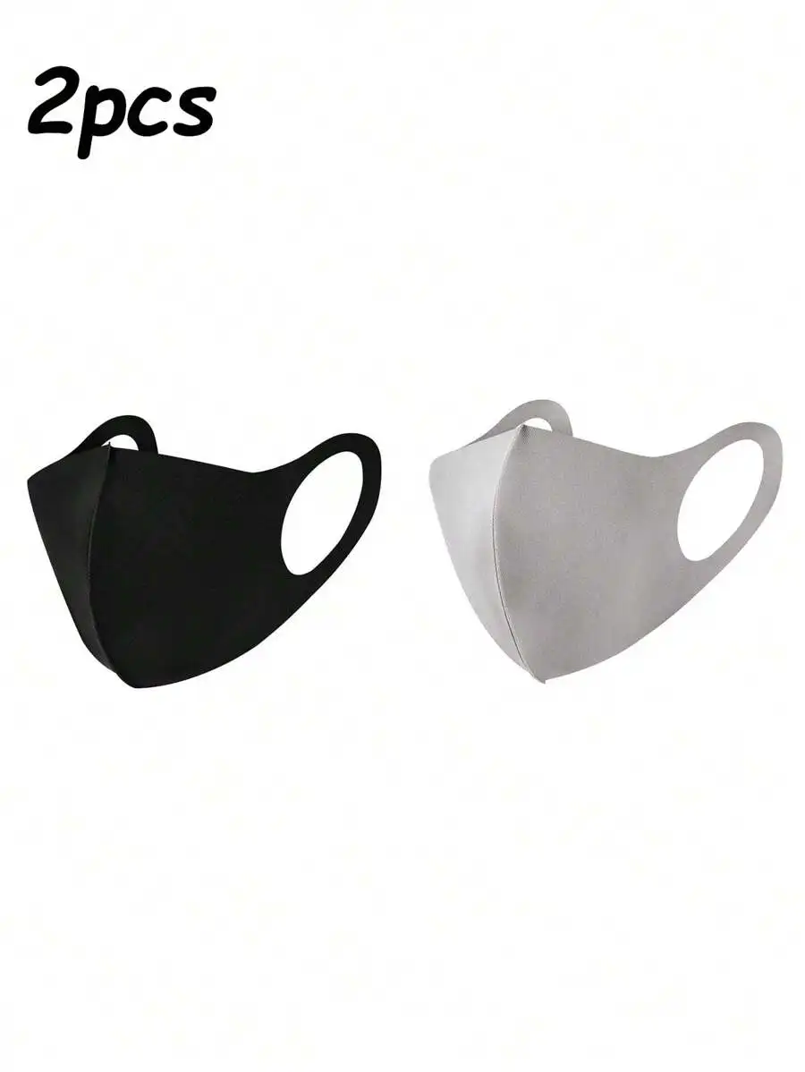 

2 Pcs Solid Color Breathable Fashion Face Mask For Adults Unisex Daily Wear