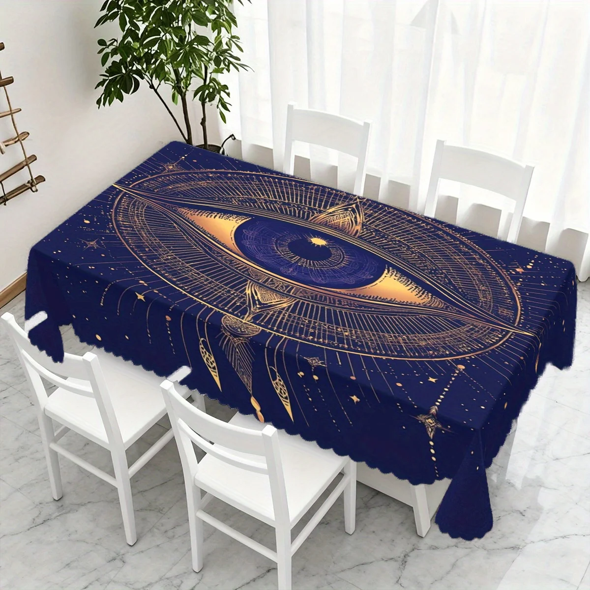 Occult Eye Tablecloth, Cosmic Astrology Pattern Cover, Waterproof Table Cloth for Dining Table, Tarot Room Home Decoration