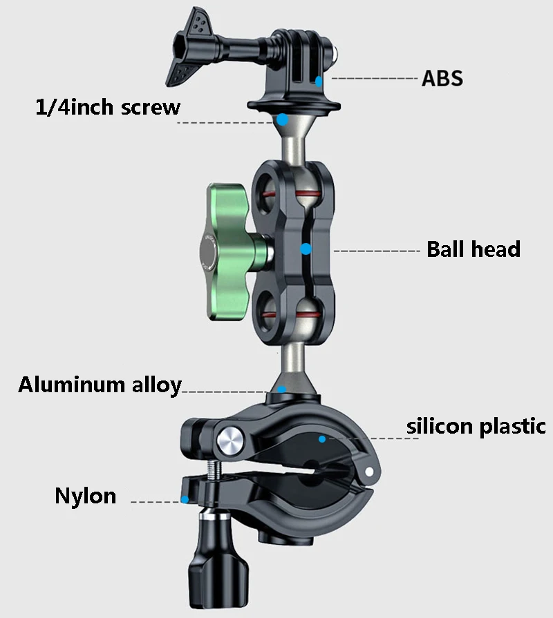 حامل تثبيت على مقود الدراجة مع حامل رأس كروي لهاتف Gopro Hero 13 12 11 10 9 Insta 360 X3 X4 DJI OSMO كاميرات الهواتف المحمولة
