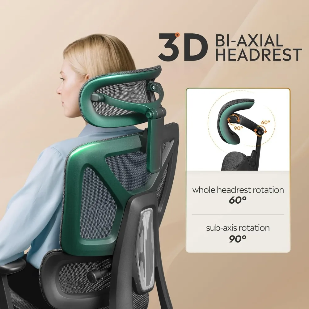 Sedia da scrivania ergonomica in rete con poggiapiedi, comoda sedia per computer di casa girevole reclinabile con schienale alto e resistente