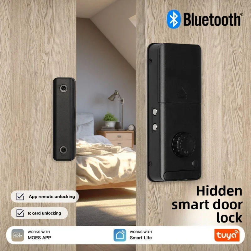 

MOES Tuya Bluetooth Smart Lock, NFC ID Card Unlock, APP Remote Security for Wooden & Glass Door Home Hotel