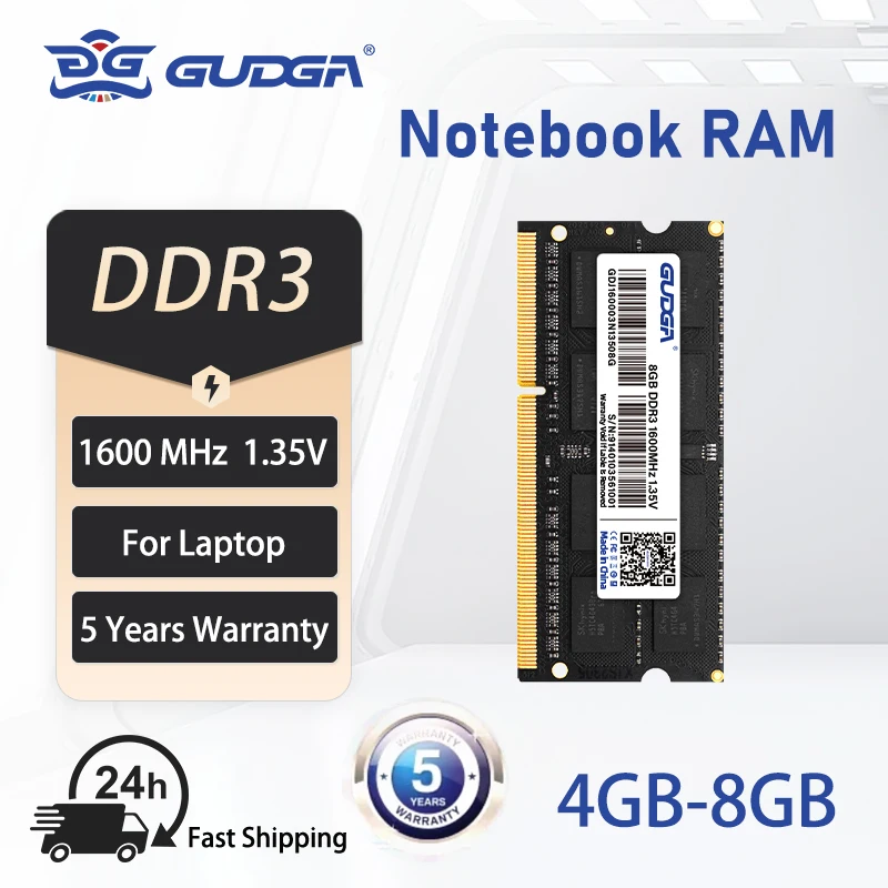 GUDGA New Sealed SO-DIMM Notebook Memoria RAM DDR3 1600Mhz 4GB 8GB DDR3L 204pin 1.35V PC3-10600/12800 memory for Laptop RAM