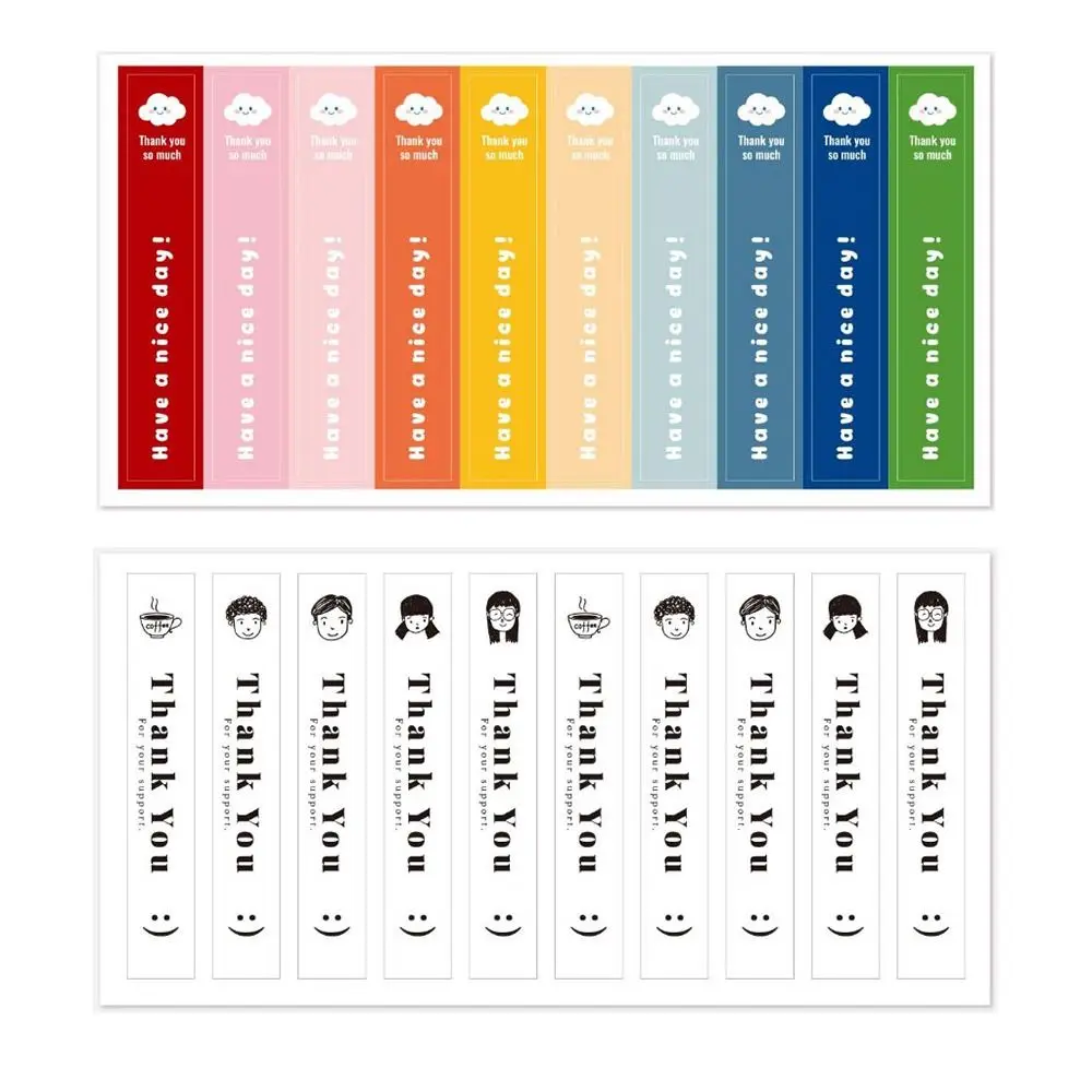 100Pcs/10 Sheets Thank You For Your Support Milk Tea Sticker Small Business Rectangle Seal Label Self-Adhesive