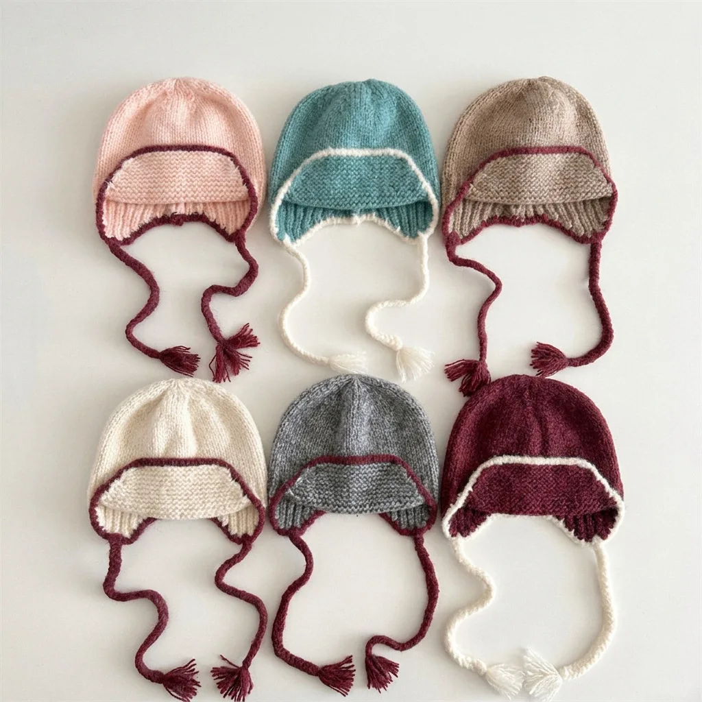 Stylish Stretchable Kids Beanie Cap Breathable Cozy Ear Protection Hat Soft Girls' Warm Cap Autumn Winter